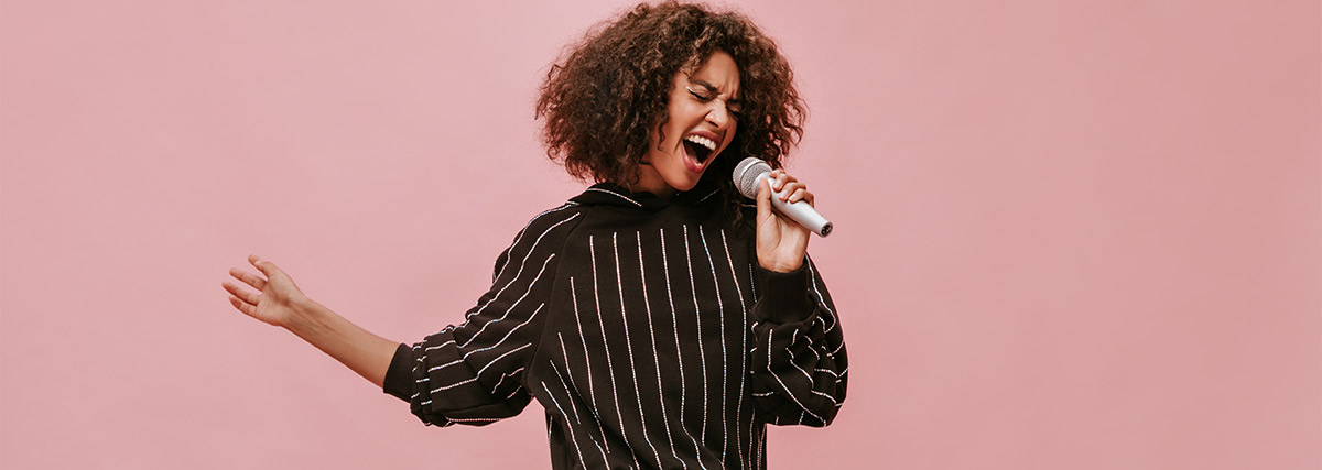 A woman singing