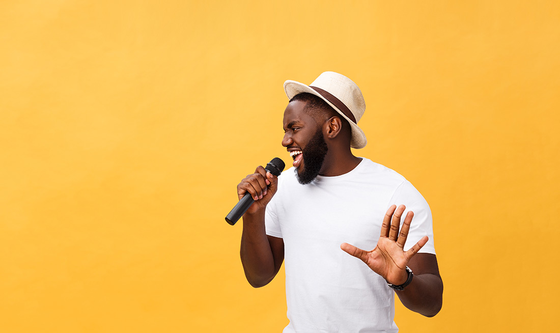 African man singing