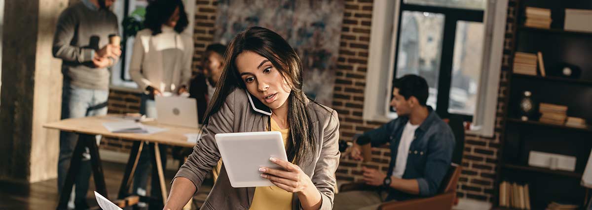 busy woman in office