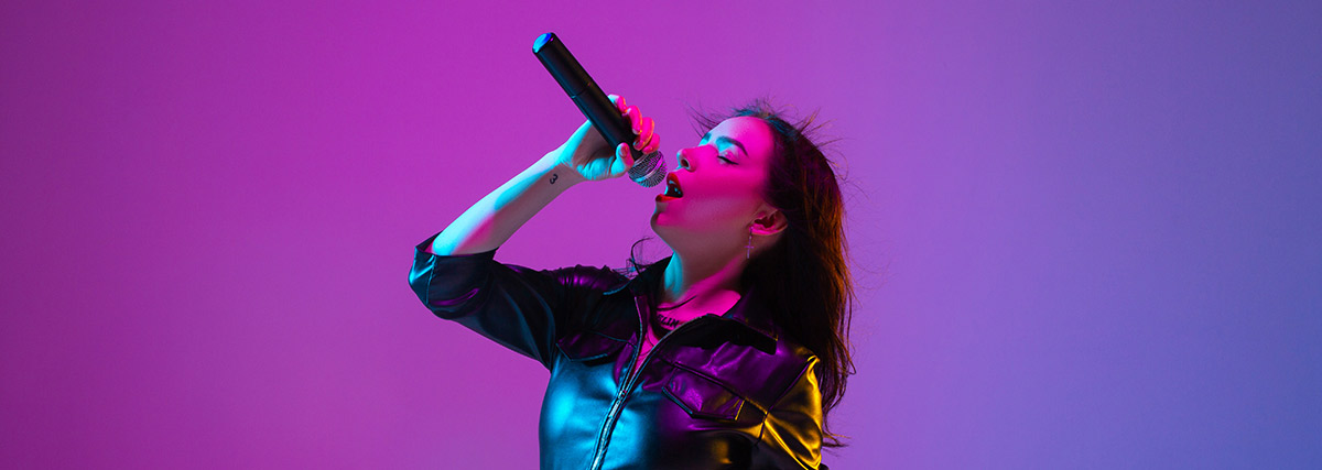 Girl singing to up