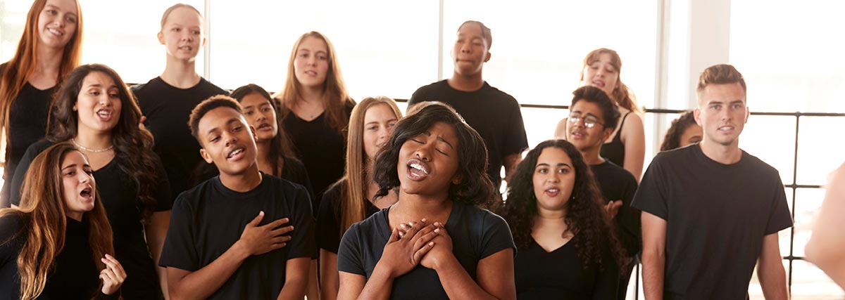 Group of singers practising