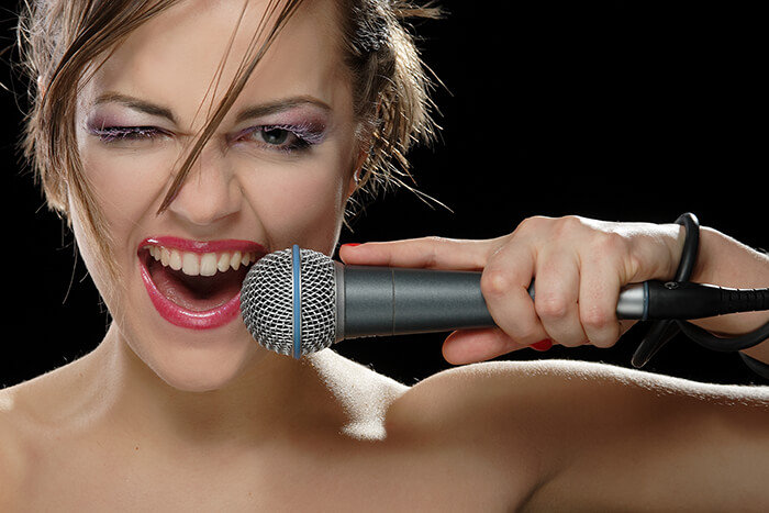 Lady testing her voice range