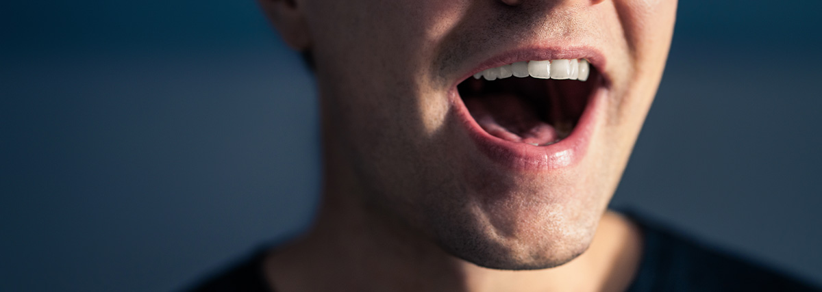 Mouth of a man vocalising
