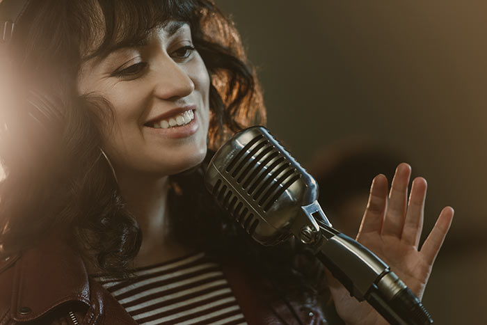 Singing enjoying her singing