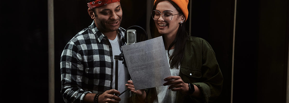 Two singers singing together